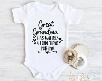 Great Grandma Has Waited A Long Time For Me, Baby announcement, First time grandparent, Baby Unisex Coming Home Outfit, Baby boy, Baby girl