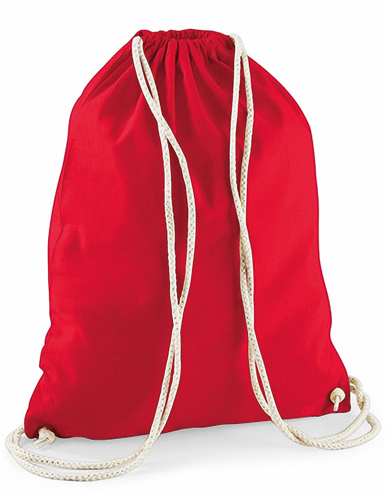 Turnbeutel Baumwolle zum Bedrucken, gymsack, Sporttasche einfarbig, 100 % Baumwolle, viele verschiedene Farben brightred