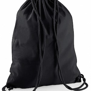 Turnbeutel Baumwolle zum Bedrucken, gymsack, Sporttasche einfarbig, 100 % Baumwolle, viele verschiedene Farben black/black