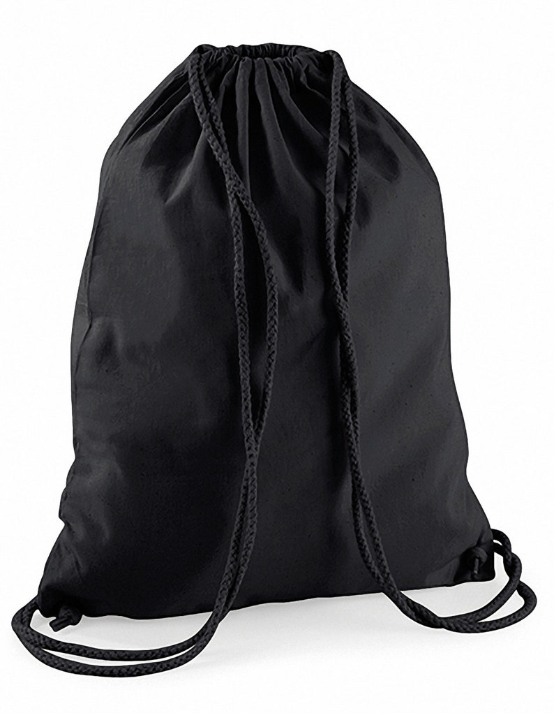 Turnbeutel Baumwolle zum Bedrucken, gymsack, Sporttasche einfarbig, 100 % Baumwolle, viele verschiedene Farben black/black