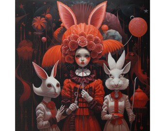 the mad hatter, high quality canvas print in coquette aestethic style