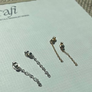 Two Sizes Stud Backings with Chain Drop Jacket / 14k yellow gold fill, sterling silver / minimalist