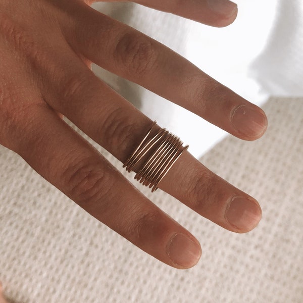 Smooth 1mm Thin Stackable Finger Ring / 14k gold fill / minimalist modern dainty