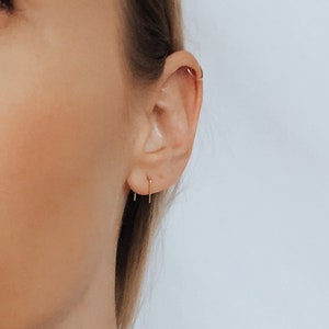 KENZIE Staple Small Threader Earrings / double or single piercing / 14k yellow or rose gold fill, sterling silver, SS fill / 22 gauge