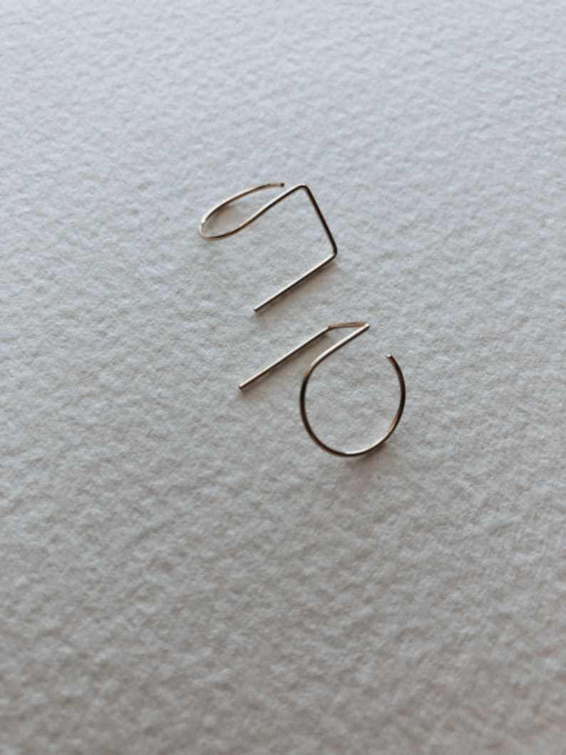 TAYLOR Half hoop lobe hugger double piercing earrings with bar 22 gauge 12k gold fill or sterling silver fill minimalist modern daint