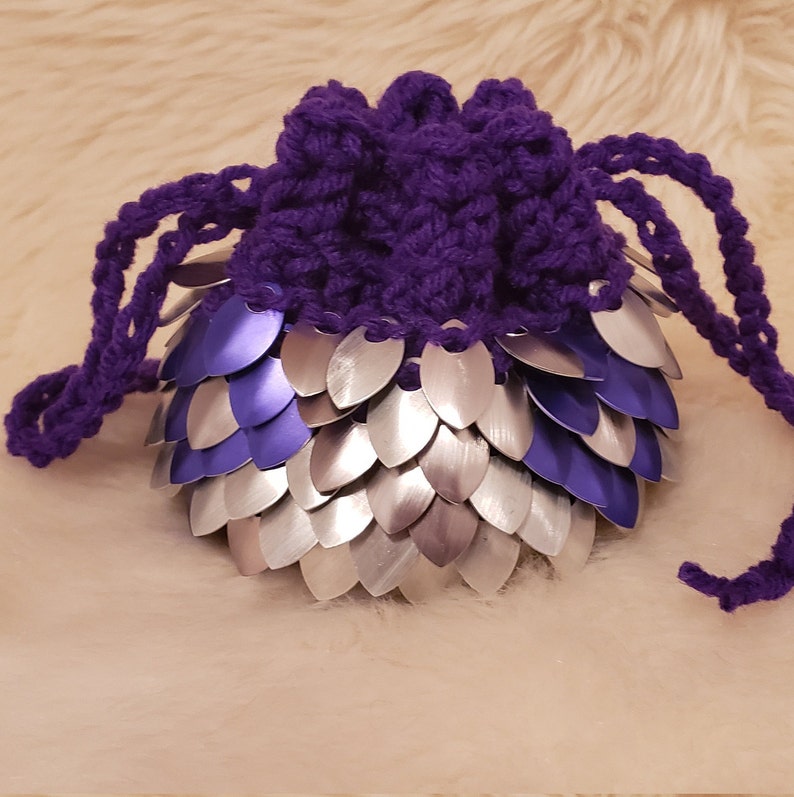 Purple and Silver Dice Bag Bag of Holding Dragon Scale Scale Mail Pouch D/&D Dice Bag Scale Mai