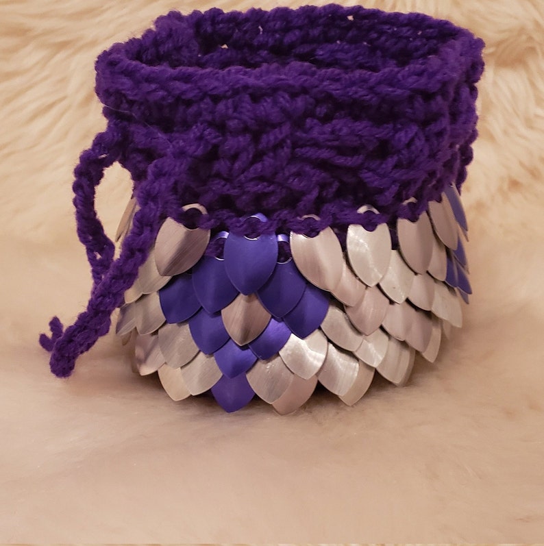 Purple and Silver Dice Bag Bag of Holding Dragon Scale Scale Mail Pouch D/&D Dice Bag Scale Mai