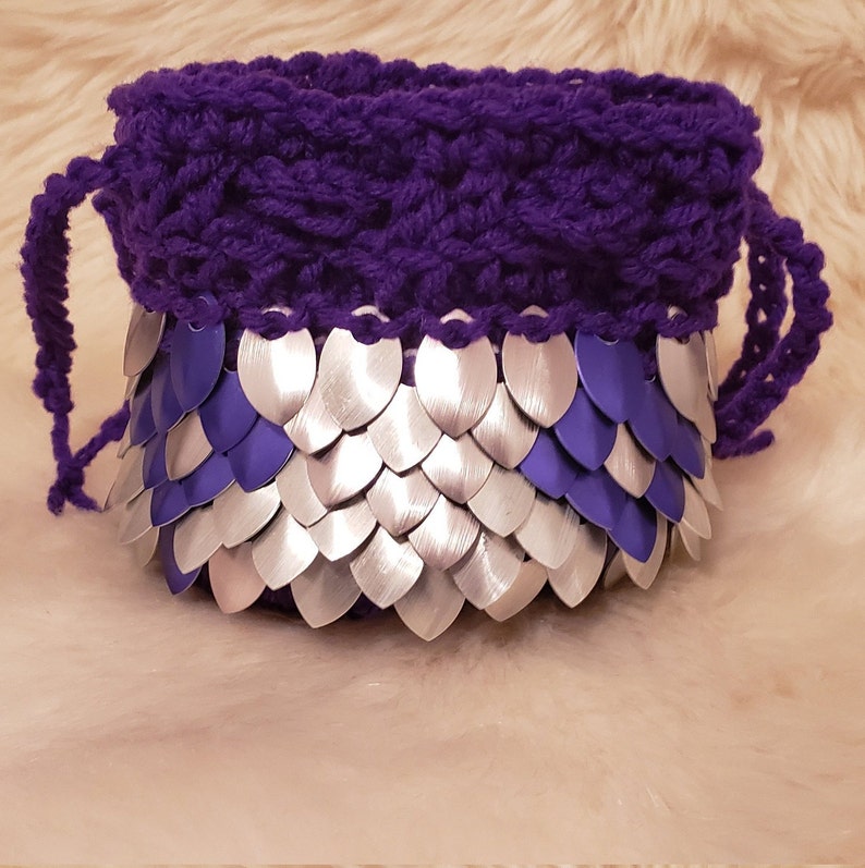 Purple and Silver Dice Bag Bag of Holding Dragon Scale Scale Mail Pouch D/&D Dice Bag Scale Mai