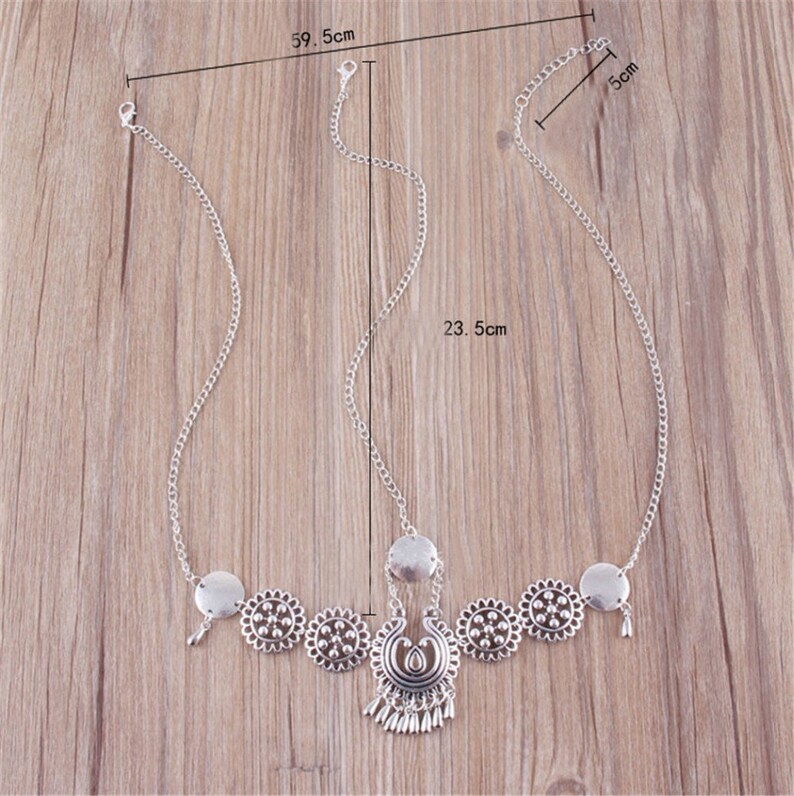 Metal Chain Jewelry Headband Silver Hair Band Tassel