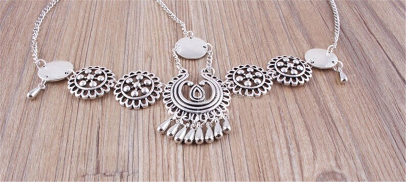 Metal Chain Jewelry Headband Silver Hair Band Tassel