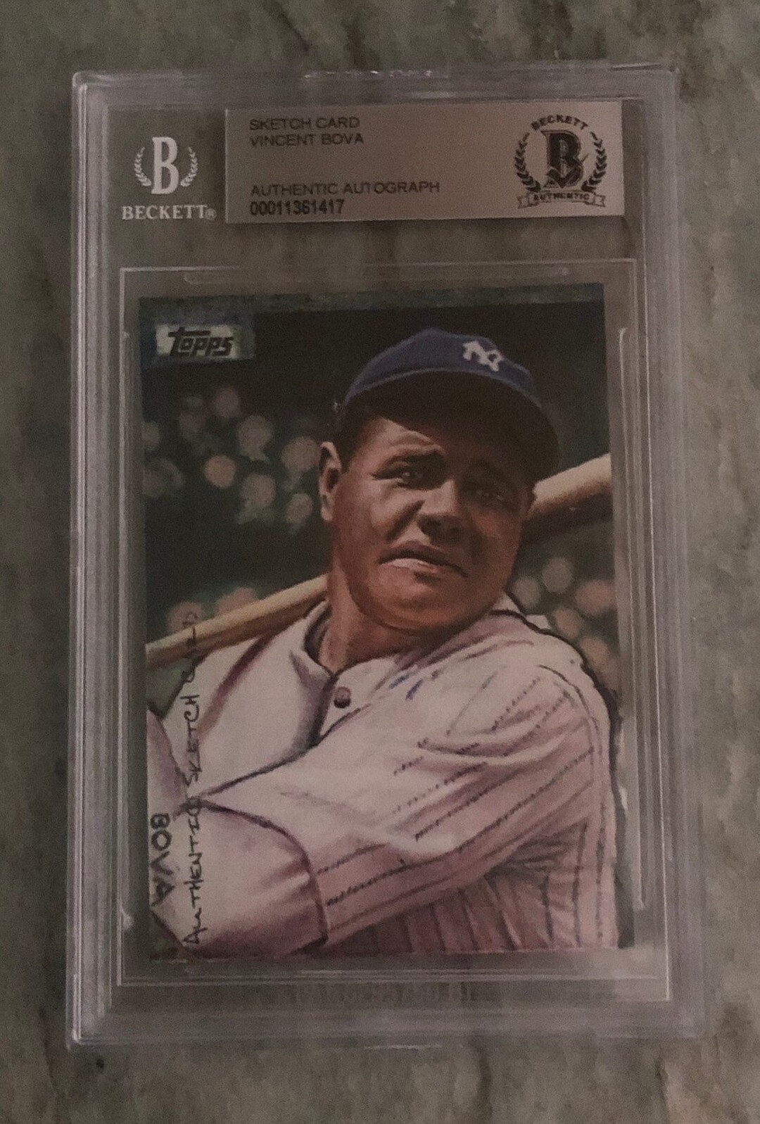 Babe Ruth Authentic TOPPS ART SKETCH Card 1/1 Hand Drawn by Vincent