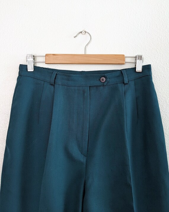 Teal pure wool trousers - image 3