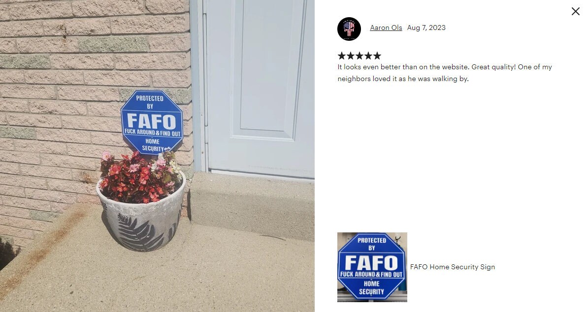 FAFO Home Security Sign