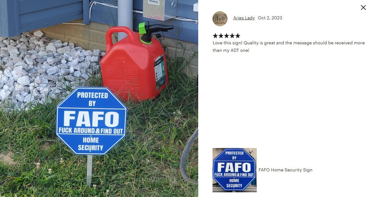 FAFO Home Security Sign
