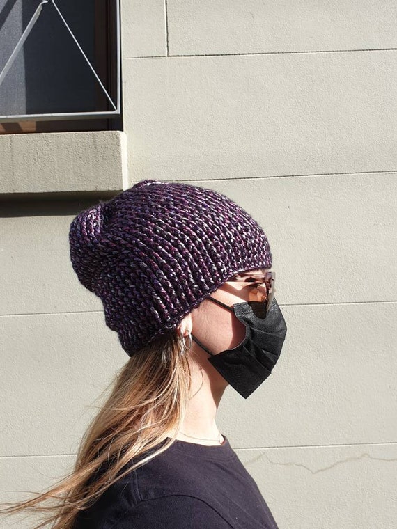 Hand Crocheted, Stunning Amethyst Frost Slouch Hat to Fit  display picture 1