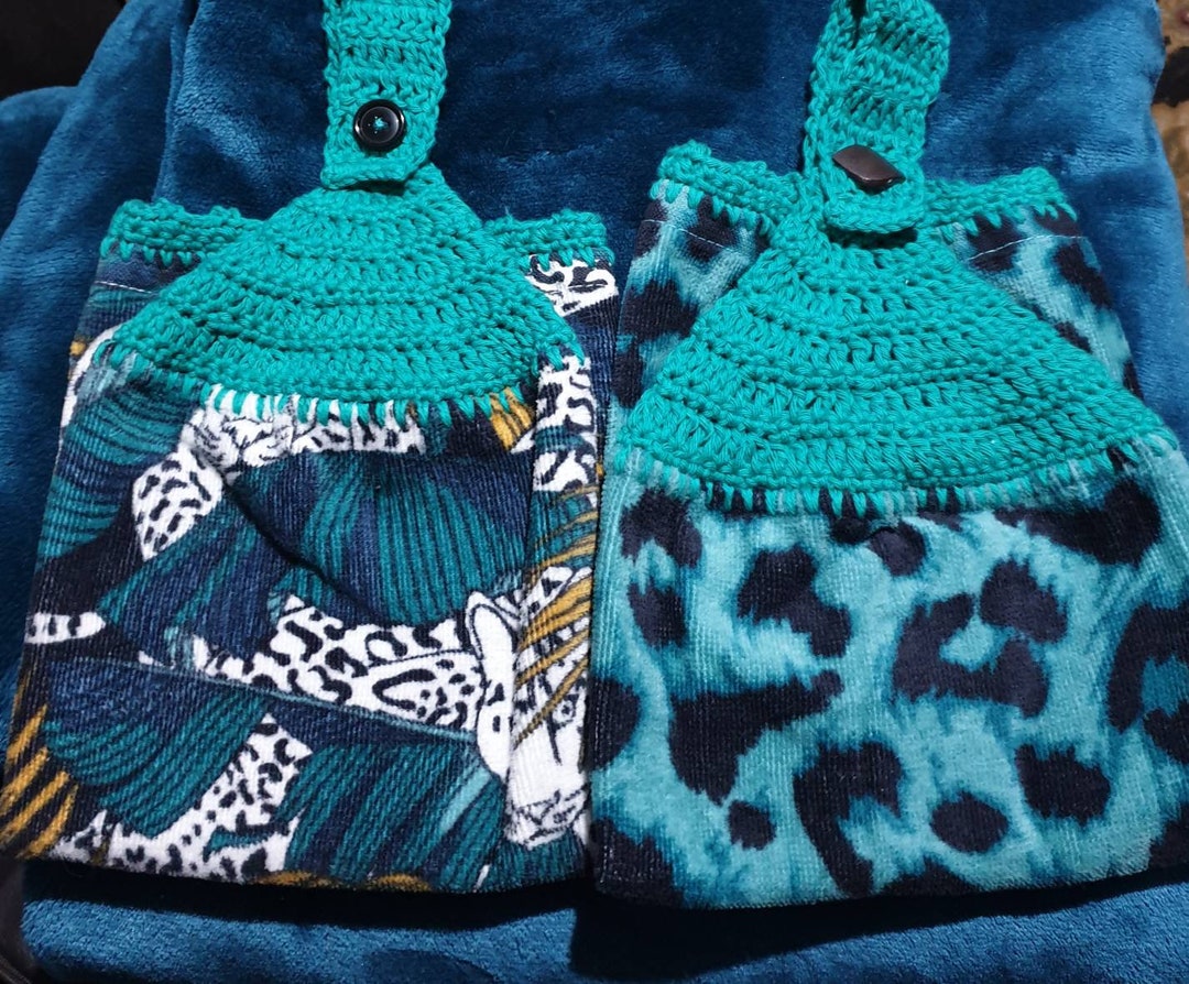 Bright Fun Crochet Leopard Print Velour Tea Towels for Kitchen Etsy