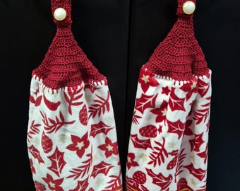 Deluxe Crochet velour Xmas hand towels or tea towels in various colours and designs.