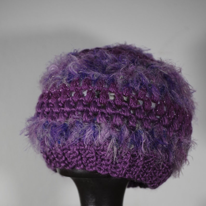 Fluffy beanie Chemo beanie Knitted beanie. Large knit hat Crochet Beanie Chemo hat Wool beanie Crochet cloche hat