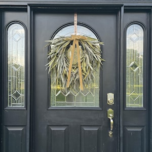 Neutral fall wreath for front door, fall wreath,cascading greenery, all season year round farmhouse, natural porch decor entryway wall decor