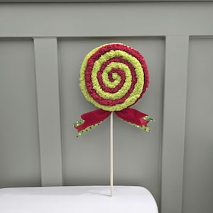 Large grinch tree accessories, lollipop pick, green monster inspired, whoville christmas tree decor, wreath attachment, mean one, candy
