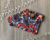 Dog Bandana Over the Collar, Reversible Bandana, Puppy Bandana, Dog Accessories, Dog Bandanas, Dog Gift - Navy Peach Floral