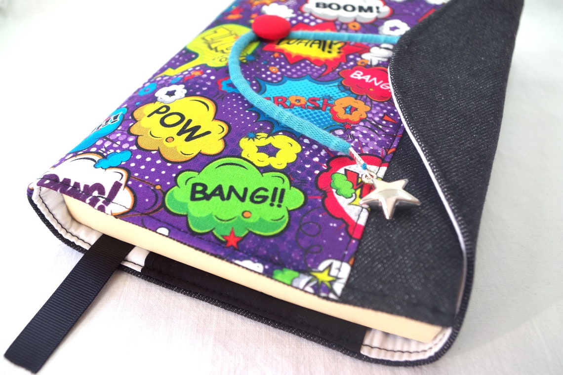 Book protector book cover case protects book with bookmark Etsy