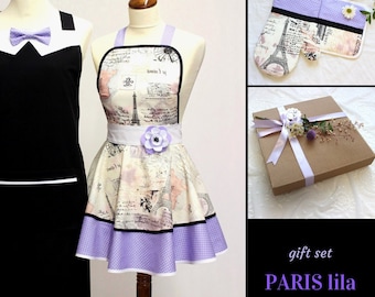 Apron gift set "Paris lila"