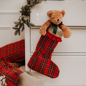 stocking CHRISTMAS TARTAN Christmas decorations Christmas gift Traditional Christmas stocking Christmas Tartan Deco Linen image 1