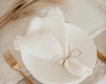 Linen napkins with fringes, set of 4/6/10/12