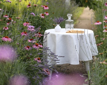 Round tablecloth "Linen" | Linen round tablecloth | Custom size tablecloth | White Linen