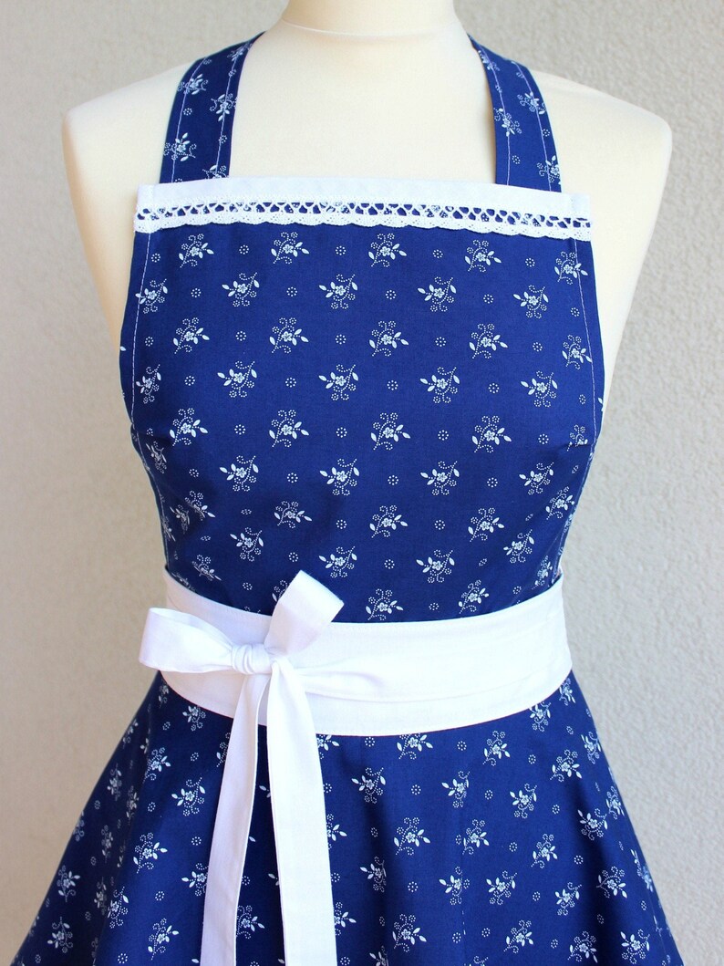 Apron BLUE PRINTretro apron ladies apronluxury gift Etsy