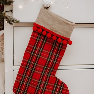 stocking CHRISTMAS TARTAN Christmas decorations Christmas gift Traditional Christmas stocking Christmas Tartan Deco Linen image 2