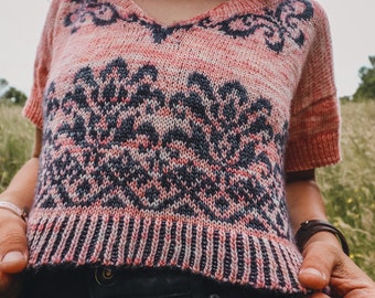 KNITTING PATTERN - Cake Crop PDF knitting pattern - top knitting - summer knitting - spring knitting - colorwork knitting-intarsia-fair isle