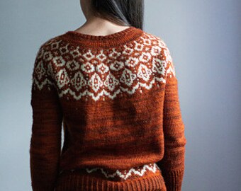 PATRÓN DE TEJIDO - Suéter Foxhole - Patrón de punto PDF - Suéter de yugo - Patrón Fair Isle - Patrón de puente - Patrón de suéter - Colorwork