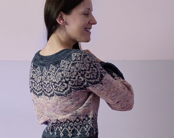 KNITTING PATTERN - Dancing Nancies Sweater - PDF Knitting Pattern - Pullover Pattern - Jumper Pattern - Colorwork - Fair Isle - Yoke Sweater