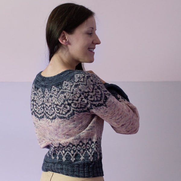 KNITTING PATTERN - Dancing Nancies Sweater - PDF Knitting Pattern - Pullover Pattern - Jumper Pattern - Colorwork - Fair Isle - Yoke Sweater