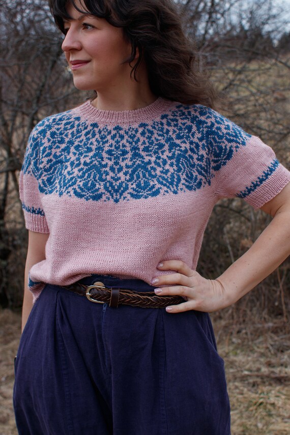 Le Fleur Top PDF Knitting Pattern - Short Sleeved Knitting