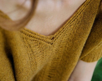 KNITTING PATTERN - Adventitious Top - modern knitting, PDF knitting pattern, cable knitting, lace knitting, tee knitting, summer knitting