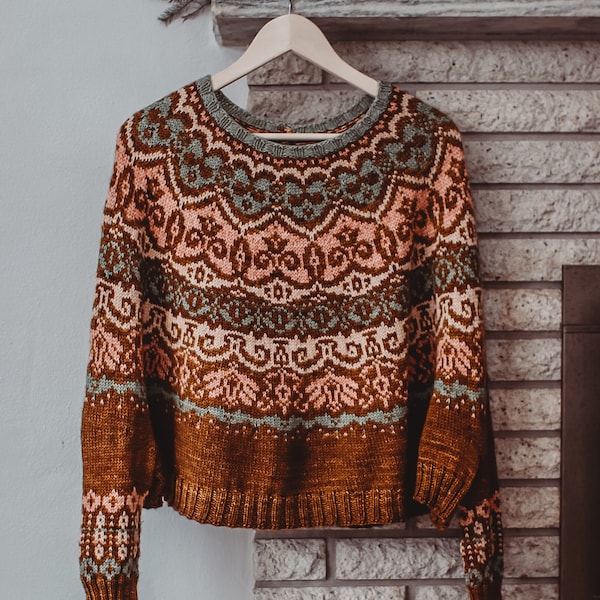 KNITTING PATTERN - Cottage Swoncho - PDF Knitting Pattern, sweater pattern, jumper pattern, pullover pattern, fair isle knitting pattern