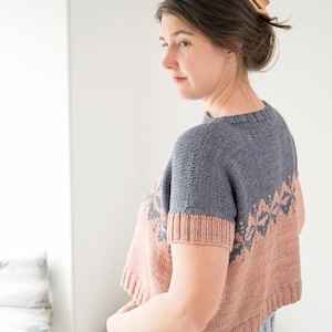 PDF KNITTING PATTERN - Morning Ritual Top - Spring knitting pattern - Summer knitting pattern -Beginner knitting pattern, Beginner colorwork