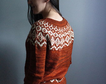KNITTING PATTERN - Foxhole Sweater - PDF Knitting Pattern - Yoke Sweater - Fair Isle Pattern - Jumper Pattern - Pullover Pattern - Colorwork