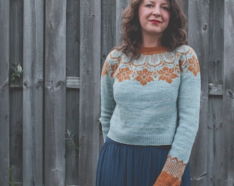 KNITTING PATTERN - Fatherland sweater - PDF knitting pattern - yoke sweater - fair isle - colorwork - jumper pattern - pullover pattern