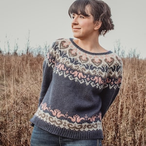 KNITTING PATTERN - Zyma Sweater - PDF knitting pattern, jumper pattern, pullover pattern, fair isle pattern, colorwork pattern, knit pattern
