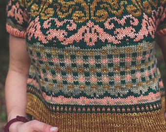KNITTING PATTERN - Untangled Crop - tee knitting pattern, colorwork pattern, fair isle pattern, summer knitting, jumper pattern, top pattern