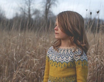 KNITTING PATTERN - Mini Zelda Crop - PDF Knitting Pattern - Kids Sweater Pattern - Fair Isle - Jumper Pattern-Pullover Pattern-Yoke Sweater