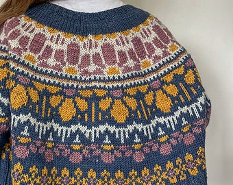 KNITTING PATTERN - Sunny Swoncho - colorwork knitting - pdf knitting pattern - fair isle - sweater pattern - jumper pattern - pullover knit