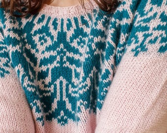 PDF knitting pattern - Audrie - yoke sweater pattern - colorwork sweater pattern - jumper pattern - pullover pattern - fair isle pattern -