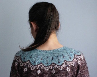 KNITTING PATTERN - Dollie Sweater - PDF Knitting Pattern - Yoke Sweater - Fair Isle Pattern - Jumper Pattern - Pullover Pattern-Knit Pattern