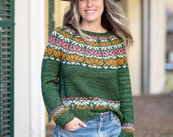 Giverny - PDF Knitting Pattern - Sweater Pattern - Jumper Pattern - Pullover Pattern - Fair Isle Pattern - Stranded Colorwork - Yoke Sweater