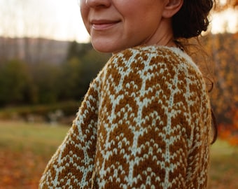 PDF KNITTING PATTERN - Upland sweater - sweater pattern, jumper pattern, pullover pattern, fair isle knitting, knit pattern, colorwork